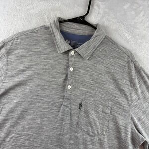 Woolly Polo Shirt Mens XL Gray Merino Wool Long Sleeve Lightweight Travel Casual